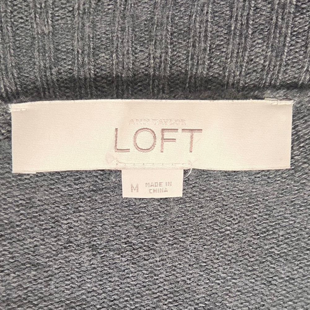 Women's LOFT Gray Open Front Cardigan Sweater M - Picture 4 of 8